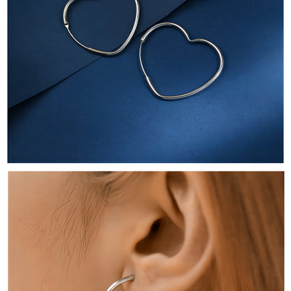 925 Sterling Silver 35mm Heart Shaped Stud Earrings