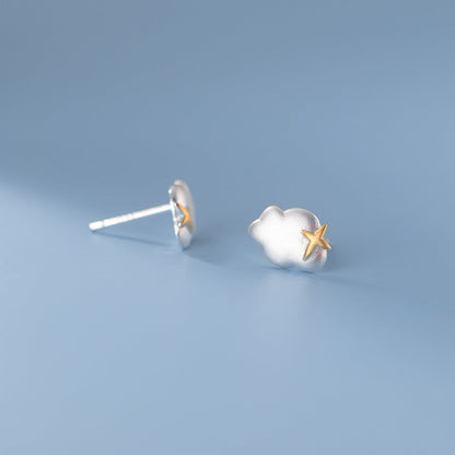 925 Sterling Silver Star and Cloud Stud Earrings