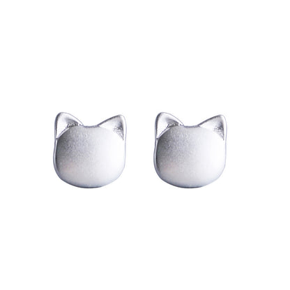 Luxyin 925 Sterling Silver Cute Kitty Stud Earrings