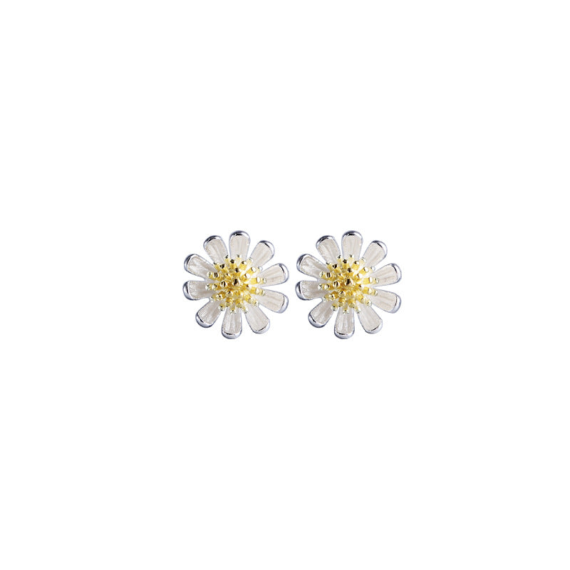 Luxyin S925 Sterling Silver Daisy Stud Earrings - Sweet & Fresh Style