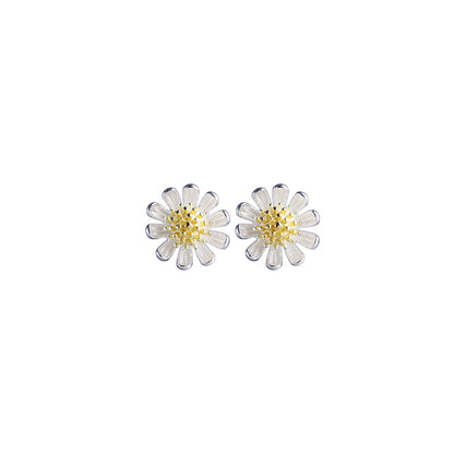 Luxyin S925 Sterling Silver Daisy Stud Earrings - Sweet & Fresh Style