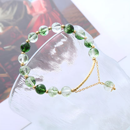 Pulsera de cuentas de cristal de cuarzo fantasma verde Luxyin Afra