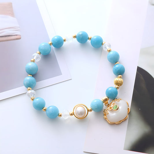 Luxyin Agnes Aquamarine Crystal Bead Bracelet