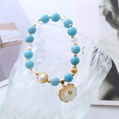 Luxyin Agnes Aquamarine Crystal Bead Bracelet