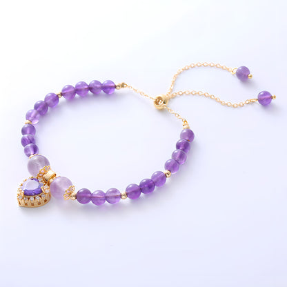 Luxyin Chaya Amethyst Crystal Bead Bracelet