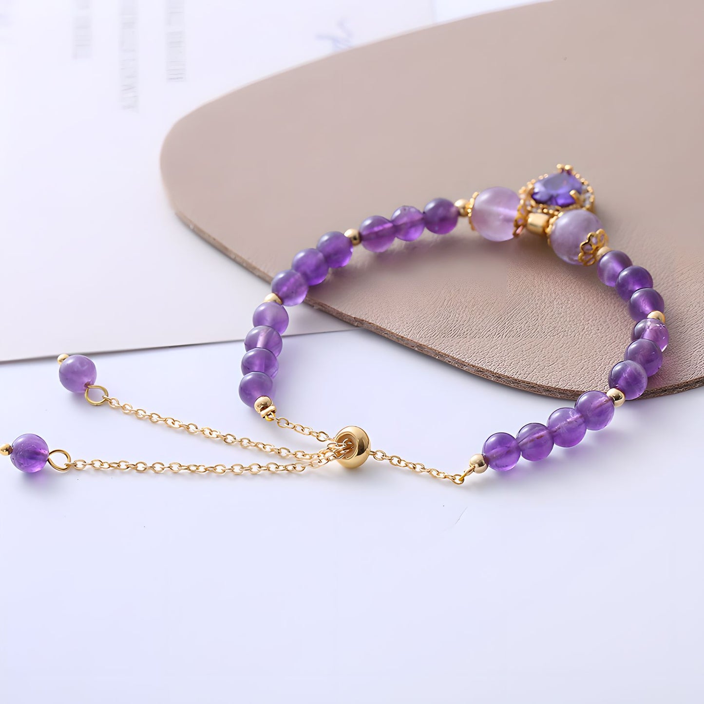 Luxyin Chaya Amethyst Crystal Bead Bracelet