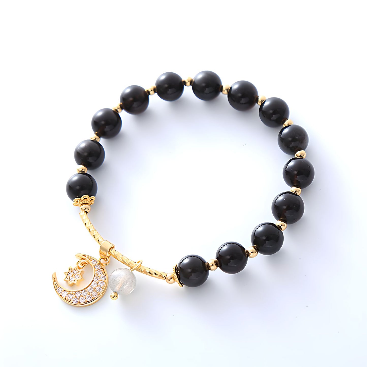 Luxyin Cora Black Obsidian Crystal Bead Bracelet