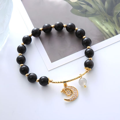 Luxyin Cora Black Obsidian Crystal Bead Bracelet