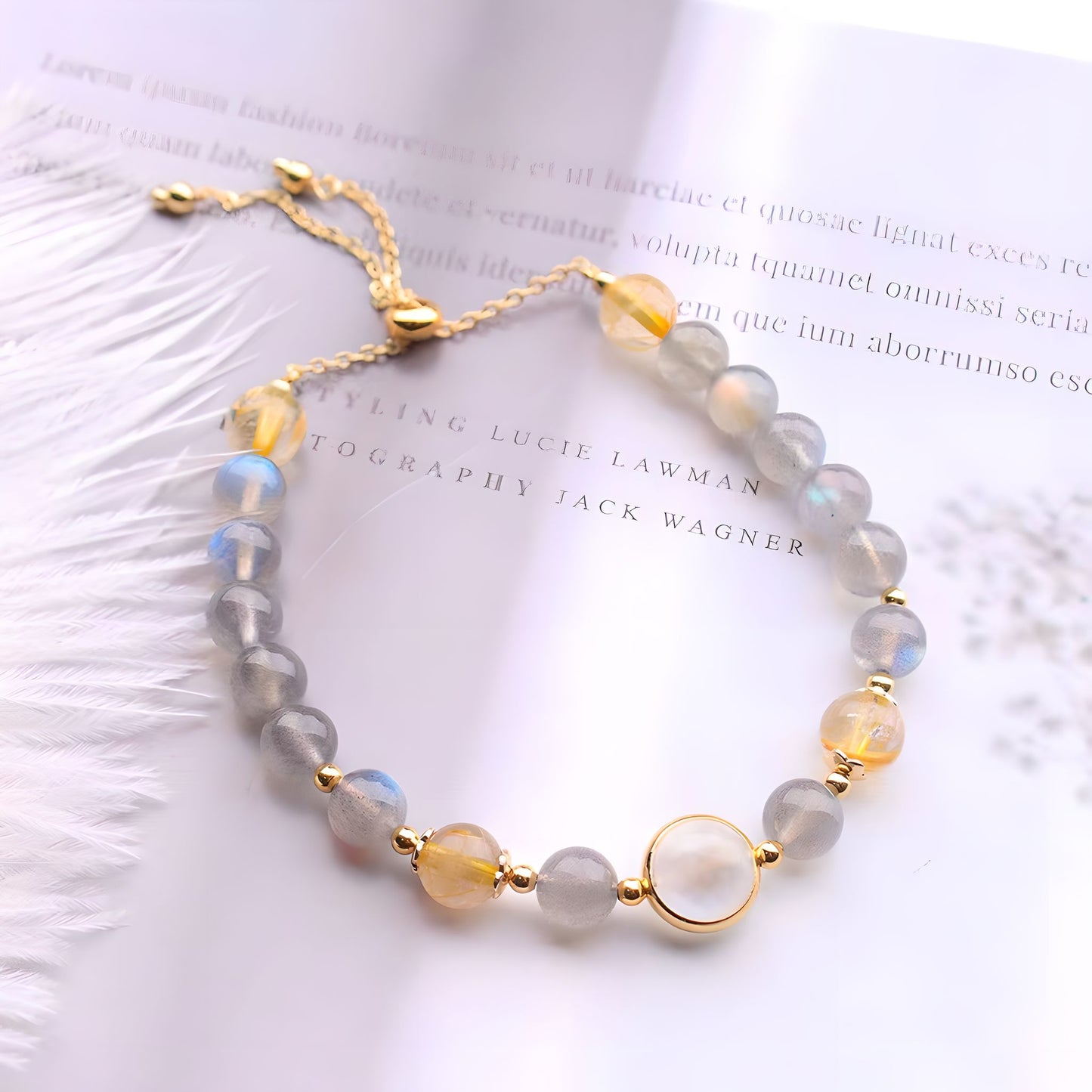 Luxyin Enid Moonstone Crystal Bead Bracelet
