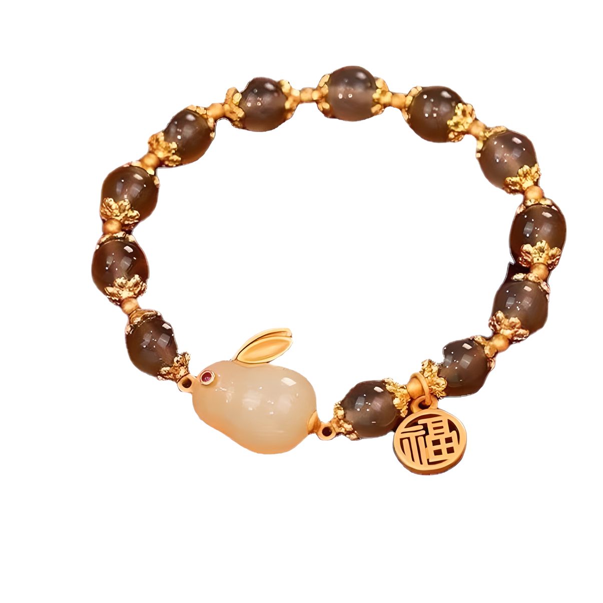 Luxyin Gemma Grey Agate Crystal Bead Bracelet