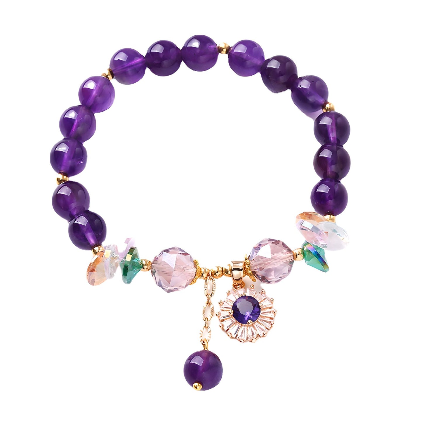 Luxyin Katherine Amethyst Crystal Bead Bracelet