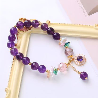 Luxyin Katherine Amethyst Crystal Bead Bracelet
