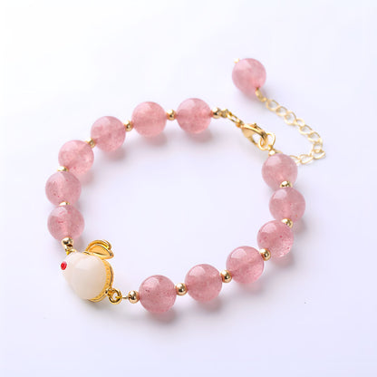 Luxyin Myrna Strawberry Quartz Crystal Bead Bracelet
