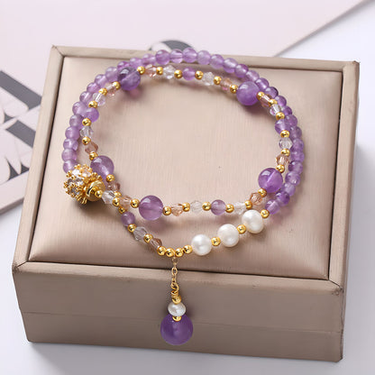 Luxyin Patricia Pulsera de cuentas de cristal de amatista