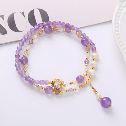 Luxyin Patricia Pulsera de cuentas de cristal de amatista
