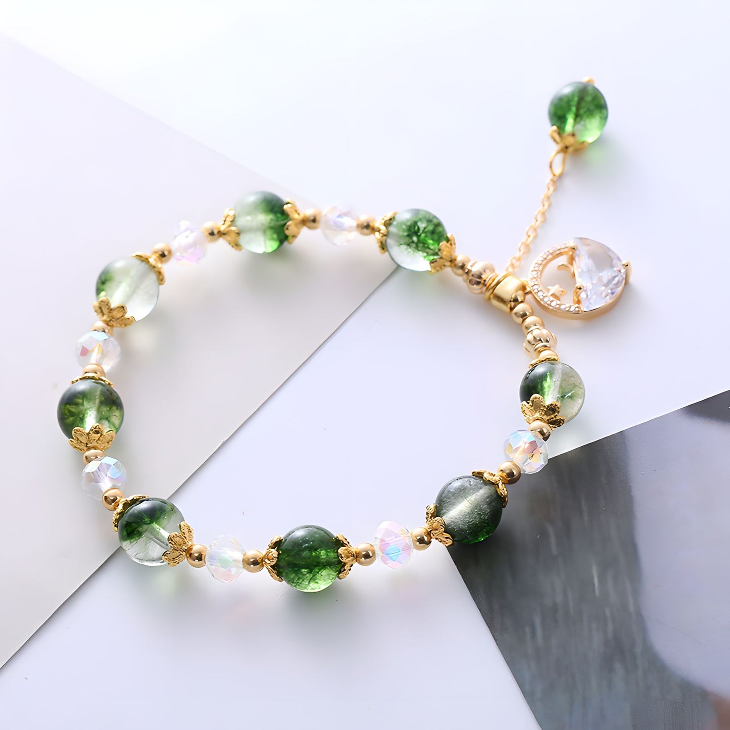 Luxyin Rachel Green Phantom Quartz Crystal Bead Bracelet