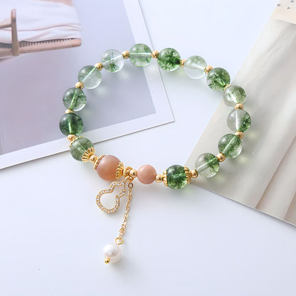 Luxyin Yuri Green Phantom Quartz Crystal Bead Bracelet
