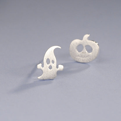 Luxyin S925 Silver Ghost & Pumpkin Stud Earrings