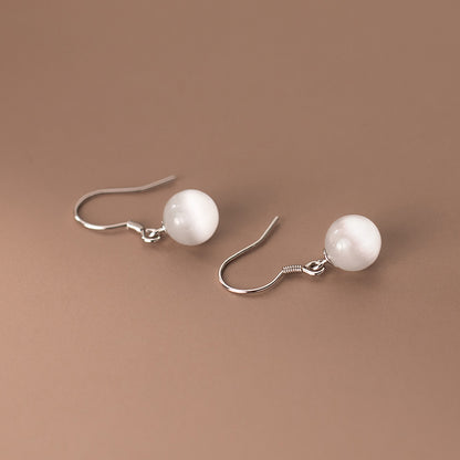 S925 Silver Synthetic Moonstone Drop Earrings Korean Minimalist Fresh Summer Style