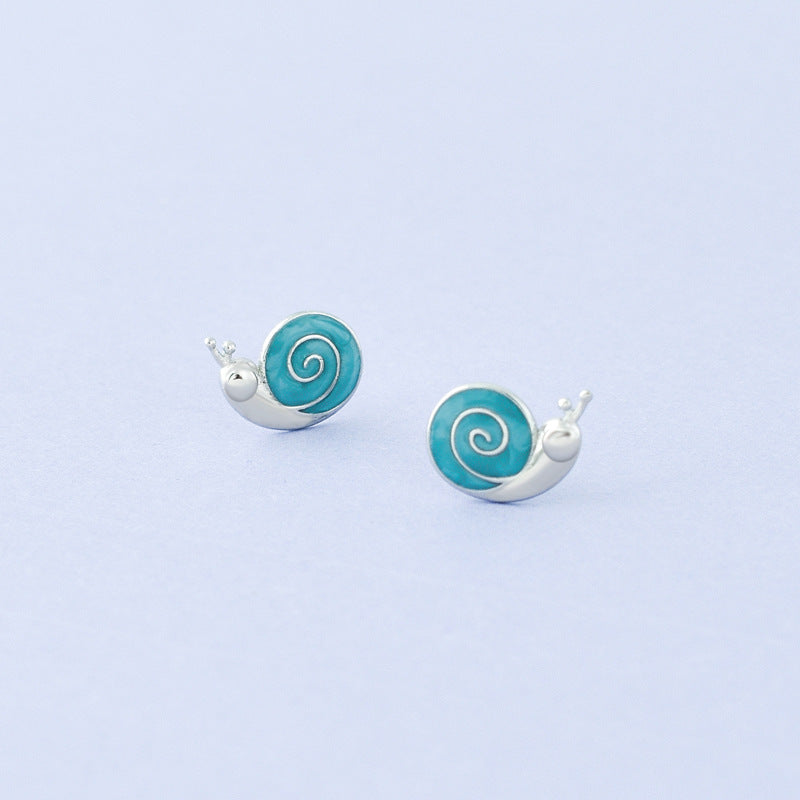 Luxyin S925 Silver Cartoon Snail Stud Earrings