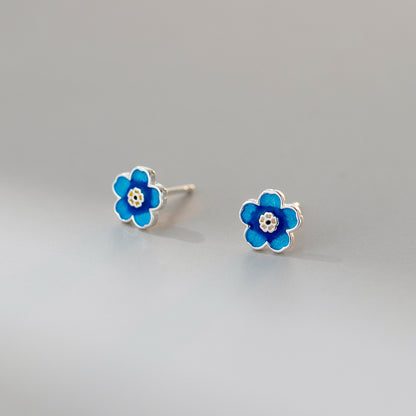 Luxyin Dainty Blue Bloom Sterling Silver Studs 💙