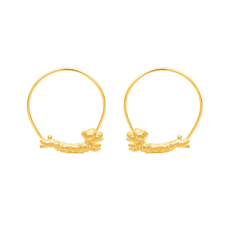 Luxyin Playful Puppy Love: Sterling Silver Teddy Dog Earrings