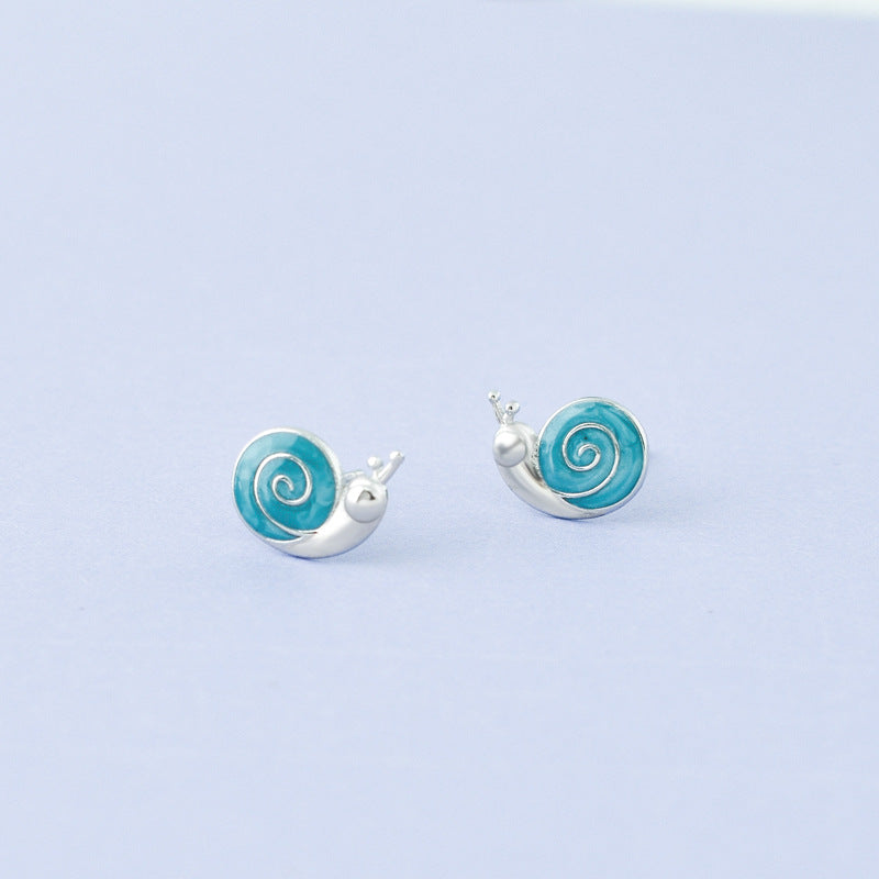 Luxyin S925 Silver Cartoon Snail Stud Earrings