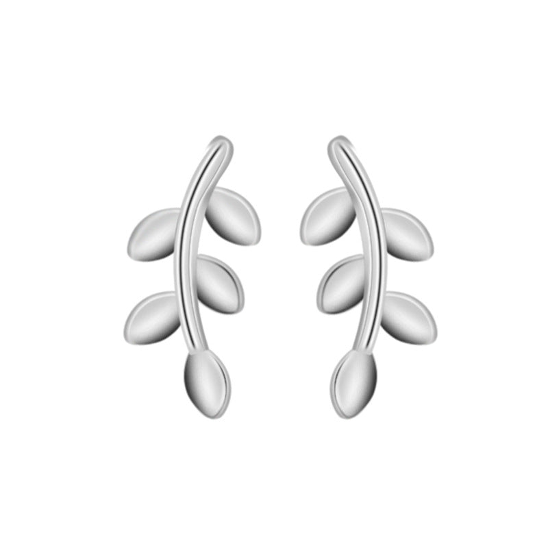 Luxyin 925 Silver Leaf Stud Earrings - Sweet & Simple