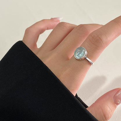 Luxyin S925 Silver Aquamarine Fairy Ring