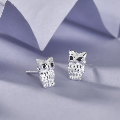 Luxyin 925 Sterling Silver Cute Owl Stud Earrings