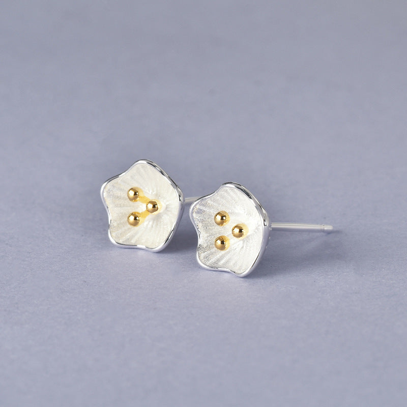 Luxyin 925 Sterling Silver Sunflower Stud Earrings - Korean Style