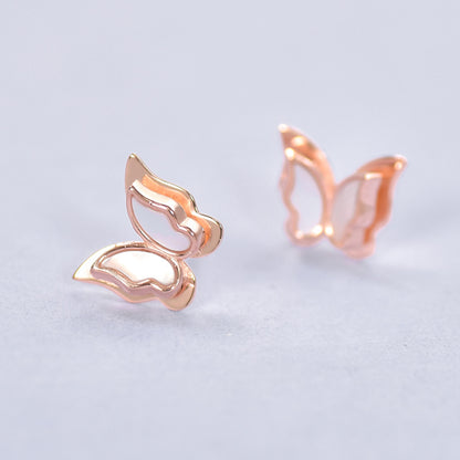 Luxyin 925 Sterling Silver Mother of Pearl Butterfly Stud Earrings