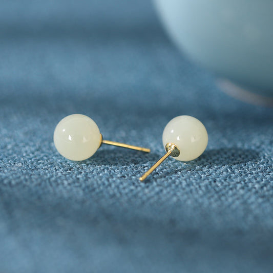 Luxyin Jade Dreams: 925 Silver Stud Earrings