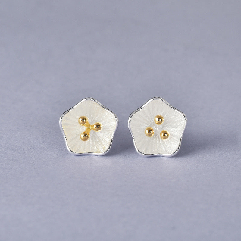 Luxyin 925 Sterling Silver Sunflower Stud Earrings - Korean Style