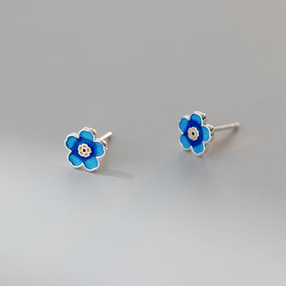 Luxyin Dainty Blue Bloom Sterling Silver Studs 💙