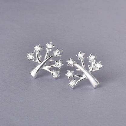 Luxyin Sterling Silver Wish Tree Stud Earrings