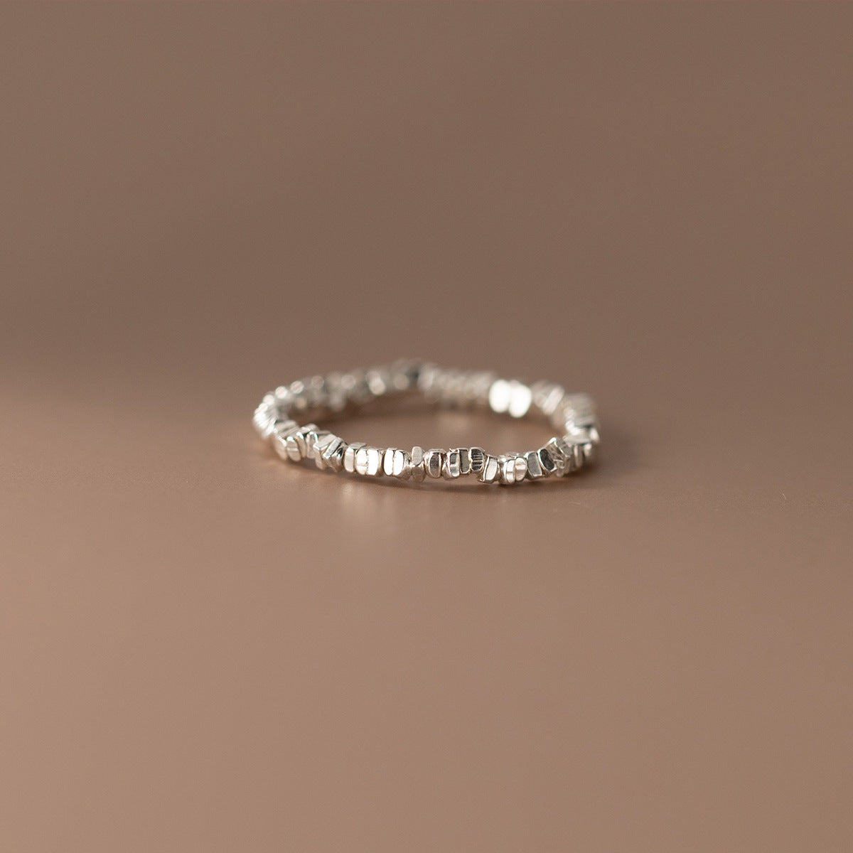 S925 Sterling Silver Crushed Pearl Minimalist Ring