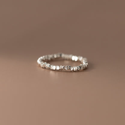 S925 Sterling Silver Crushed Pearl Minimalist Ring