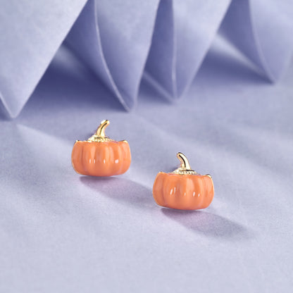 Luxyin S925 Silver Enamel Pumpkin Stud Earrings