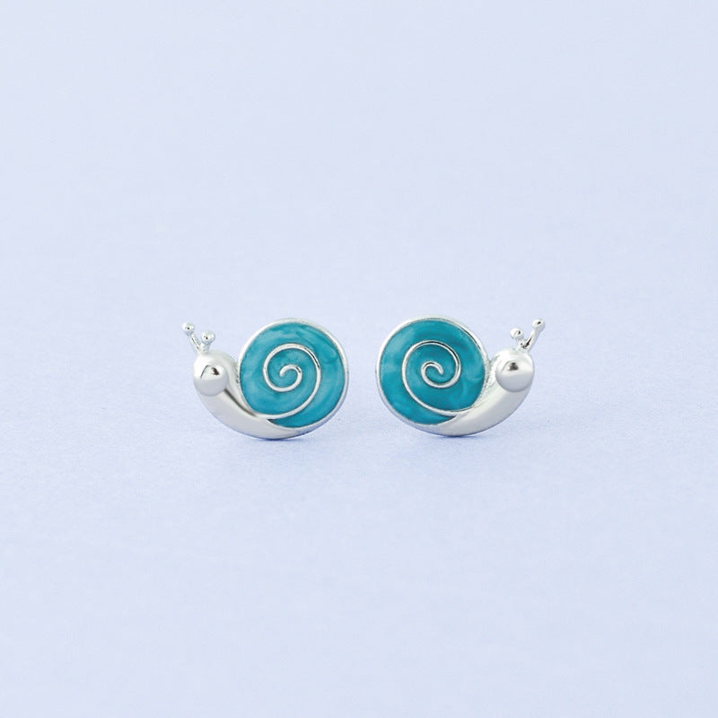 Luxyin S925 Silver Cartoon Snail Stud Earrings
