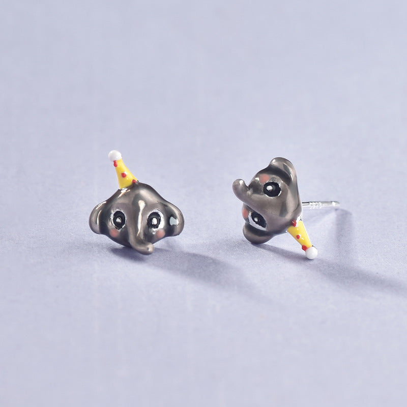 Luxyin 925 Sterling Silver Cute Elephant Stud Earrings