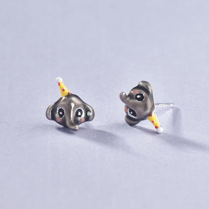 Luxyin 925 Sterling Silver Cute Elephant Stud Earrings