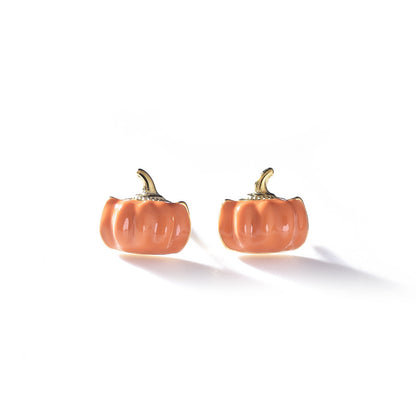 Luxyin S925 Silver Enamel Pumpkin Stud Earrings