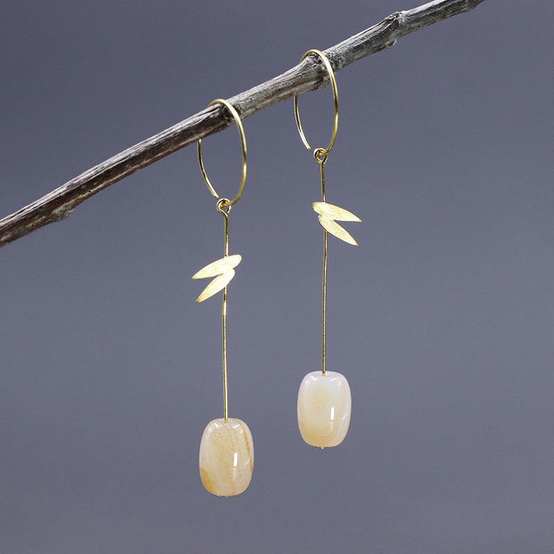 Luxyin Bamboo Whisper Sterling Silver Earrings
