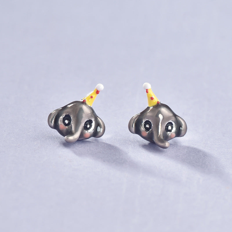 Luxyin 925 Sterling Silver Cute Elephant Stud Earrings