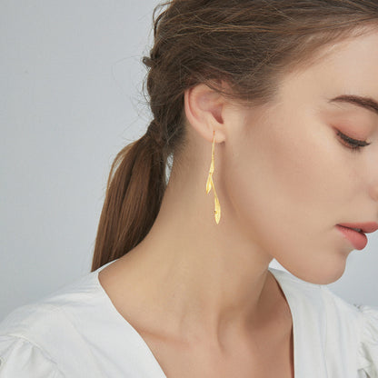 Luxyin Leaf Whisper Earrings - Silver & Gold