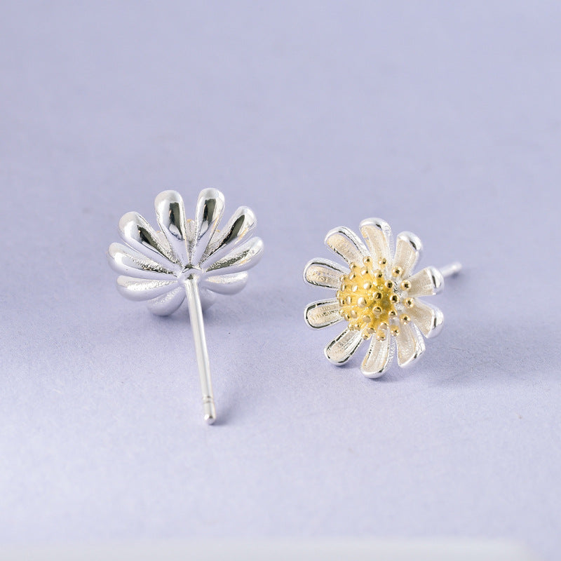 Luxyin S925 Sterling Silver Daisy Stud Earrings - Sweet & Fresh Style