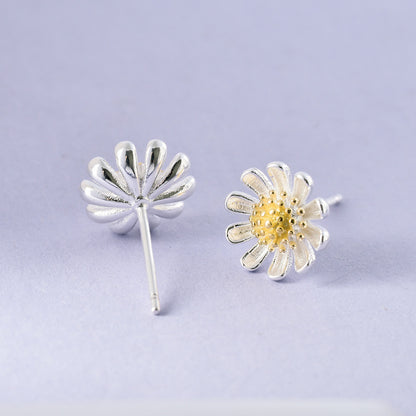 Luxyin S925 Sterling Silver Daisy Stud Earrings - Sweet & Fresh Style