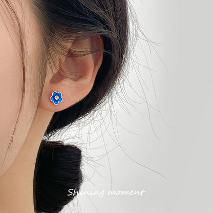 Luxyin Dainty Blue Bloom Sterling Silver Studs 💙