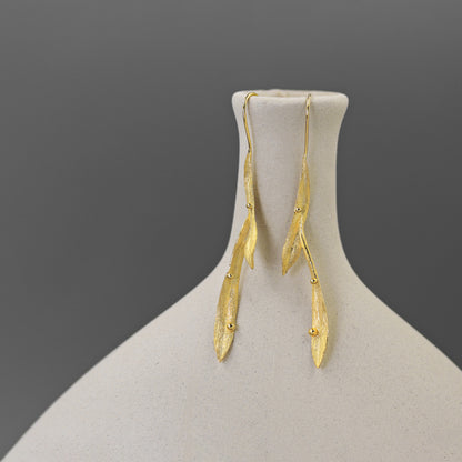 Luxyin Leaf Whisper Earrings - Silver & Gold